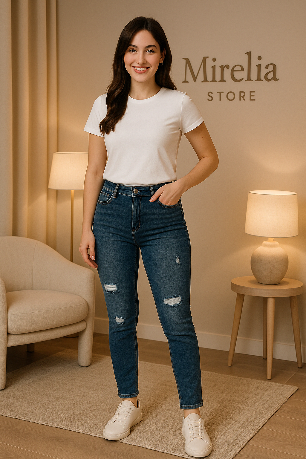 Jeansy z przetarciami Dark Classic