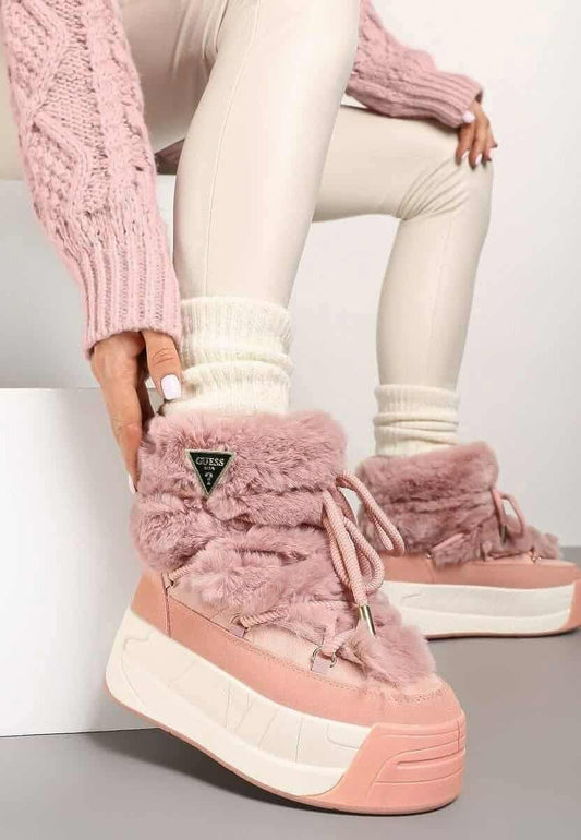 [F] różowe śniegowce z futerkiem