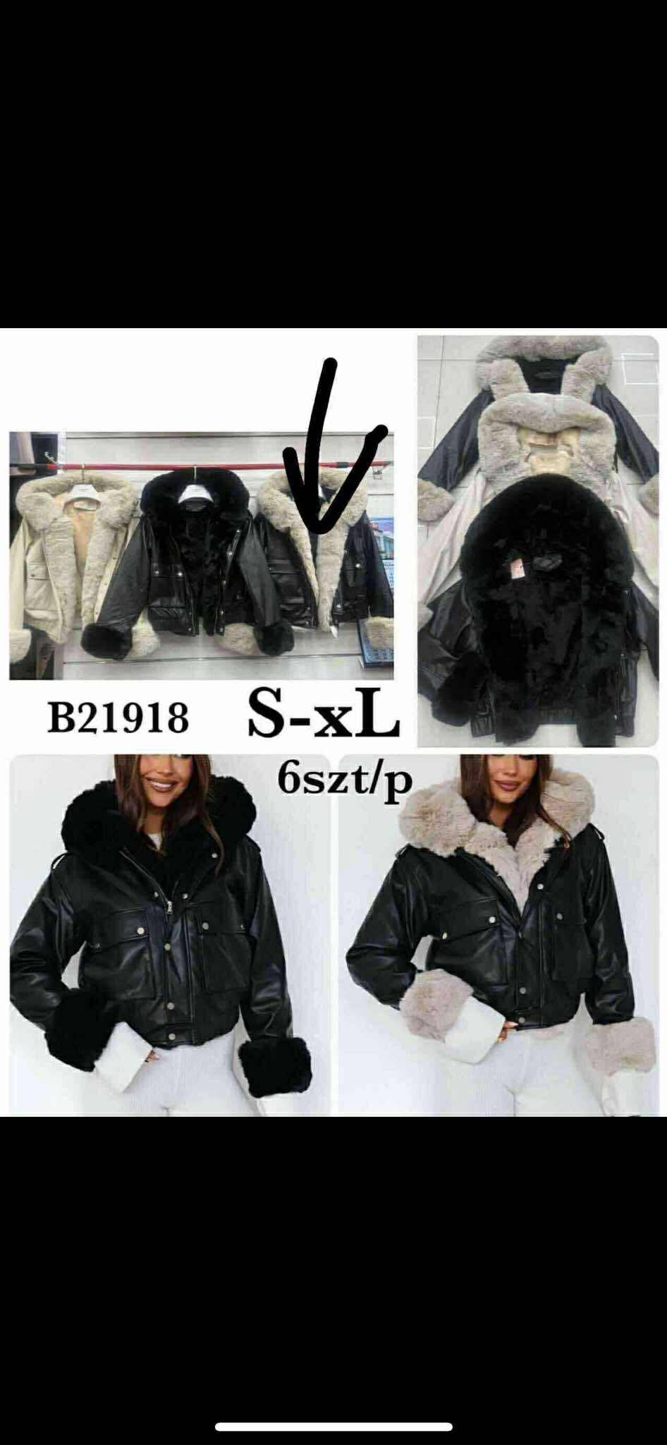 [F] kurtka czarna z beżowym futerkiem