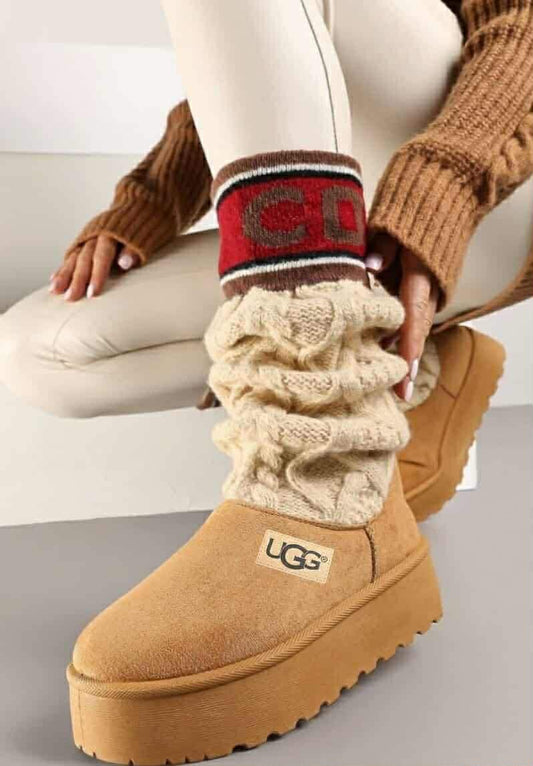 [F] buty karmel skarpetka